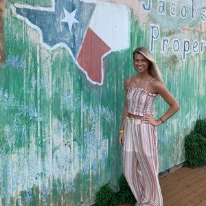 Cute stripped jumpsuit set